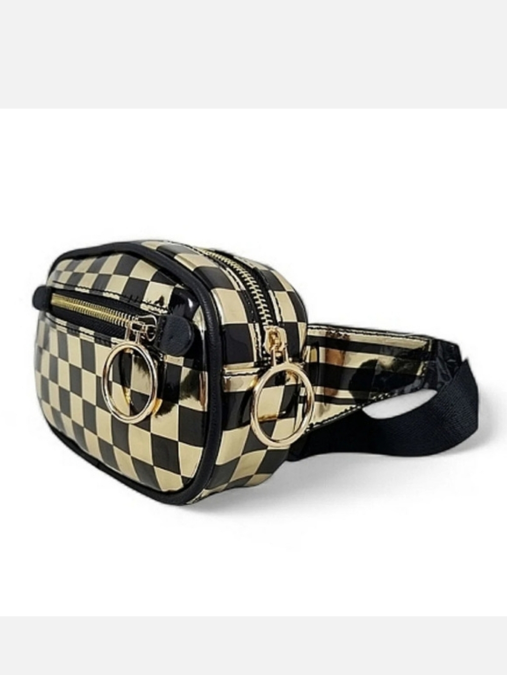 Black and Gold checkered Waist Bag, belt bag, fancypack, chestbag